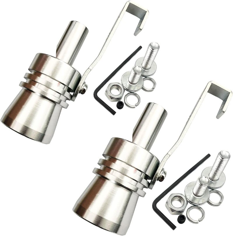 DEVMO 2 قطع حجم XL صفائح الألمنيوم سبائك صوت العادم الشامل صفارة سيارة صاخبة لون فضي - Image 1